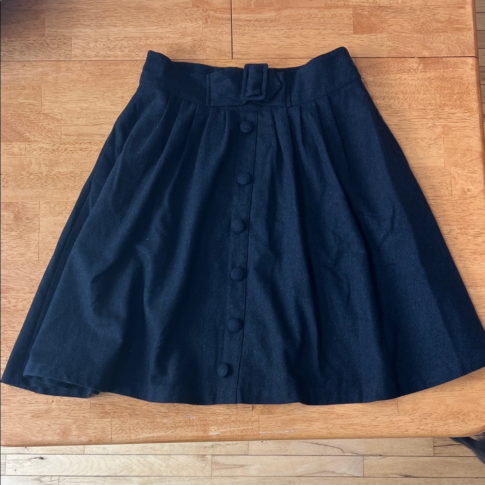 ModCloth Navy Belted Wool Blend Skirt L